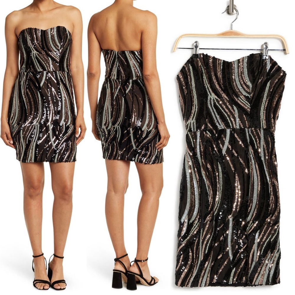 Dress the Population Claire Swirl Sequin NYE sparkly dress